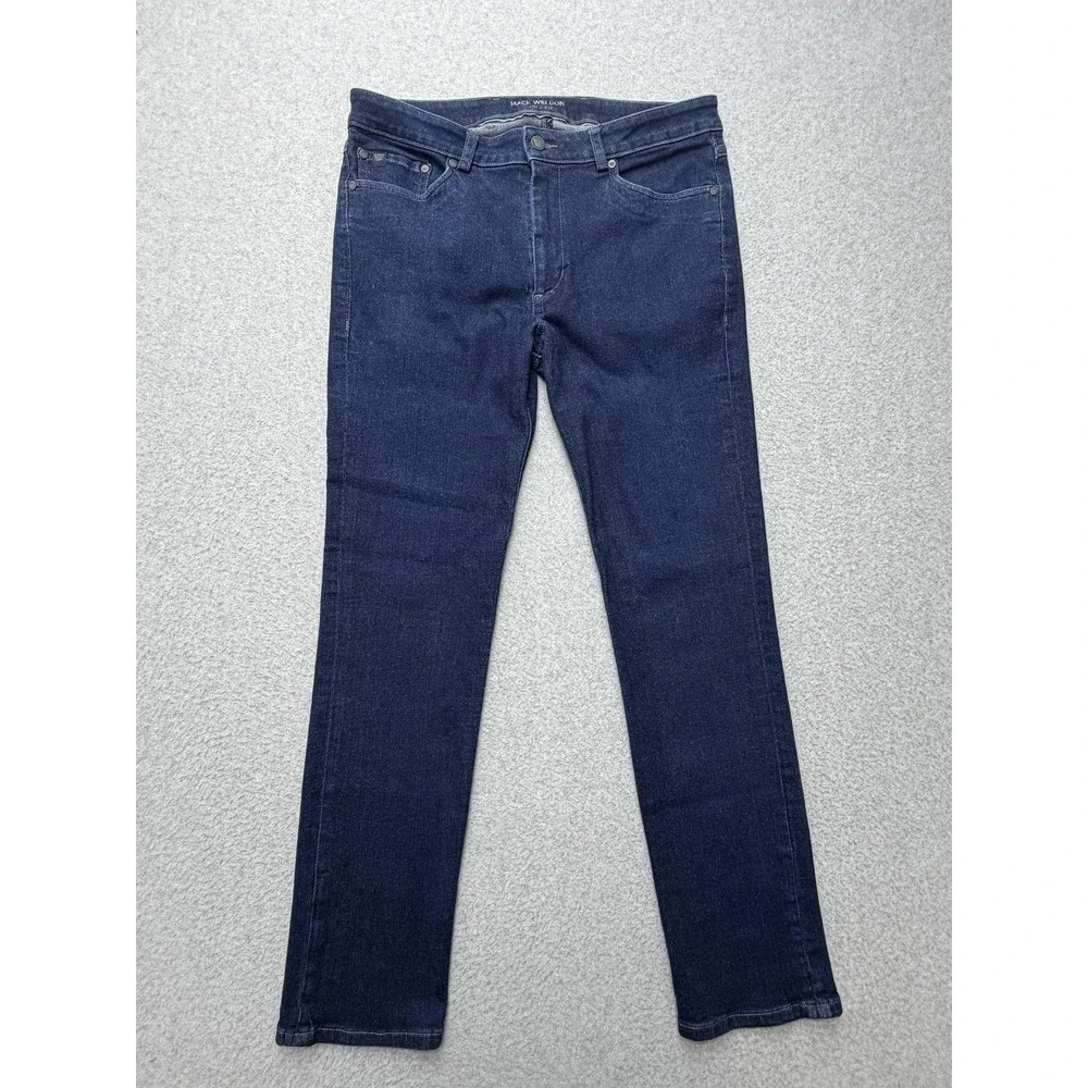 Mack Weldon Silver Denim Jeans Mens 34x32 Blue Dark Wash Straight Stretch
